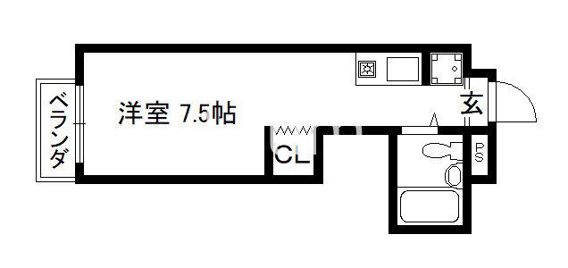 大杉ビル(ワンルーム/2階)の間取り写真