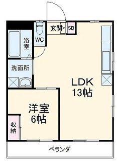 原西サンハイム(1LDK/2階)の間取り写真