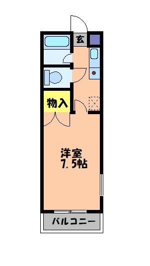 サンワビル(1K/2階)の間取り写真