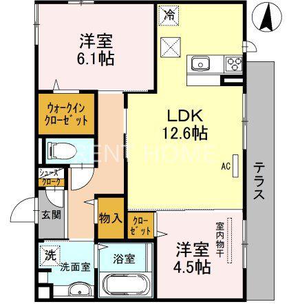 ラミーセント(2LDK/1階)の間取り写真
