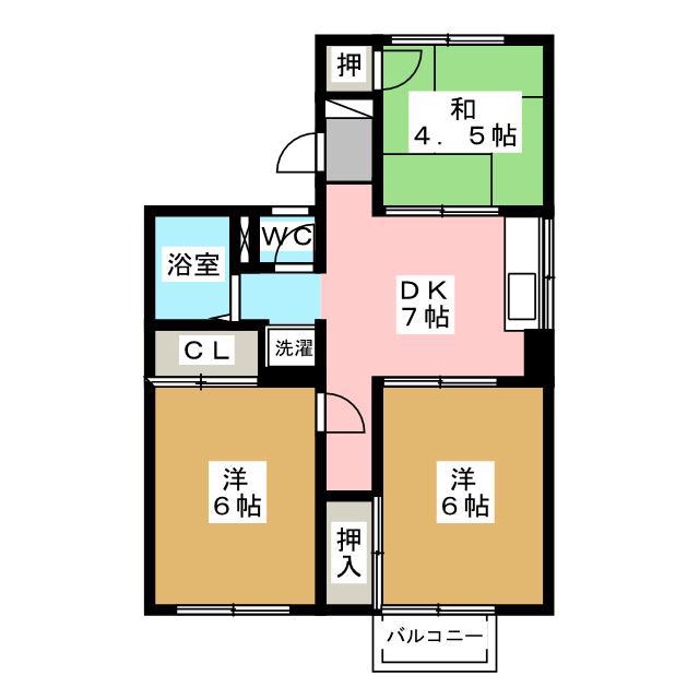 コーポ下河原 A棟(3DK/2階)の間取り写真