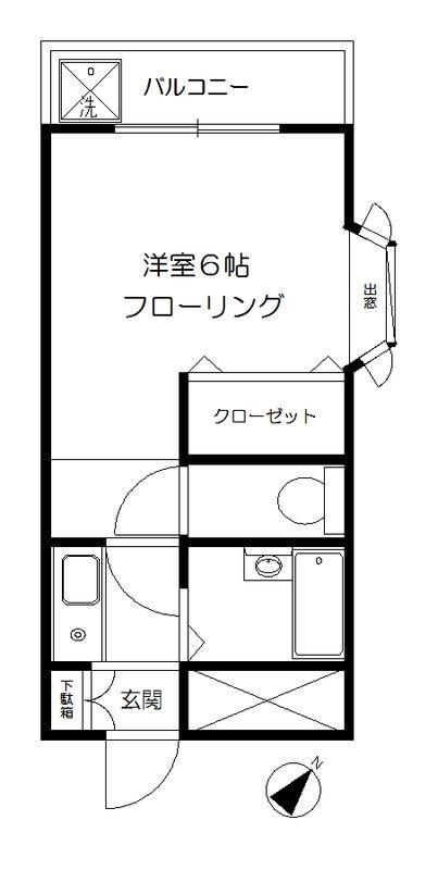 ワコーレ川口V(1K/1階)の間取り写真