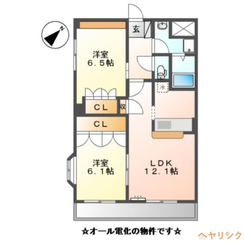 ビレッジあじき(2LDK/3階)の間取り写真