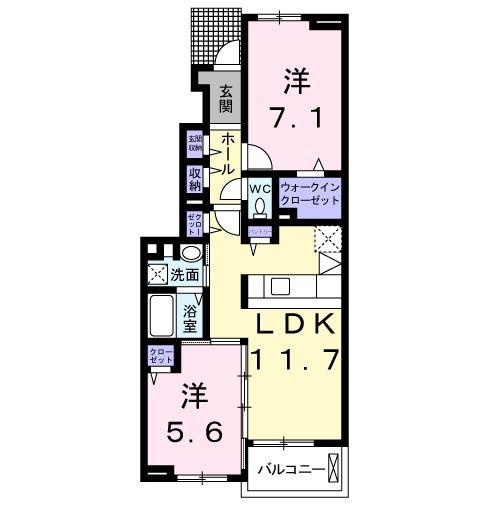 フォルシュ・ヴェーラIIB(2LDK/1階)の間取り写真