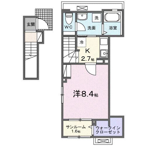 ガーデン フェイバー(1K/2階)の間取り写真