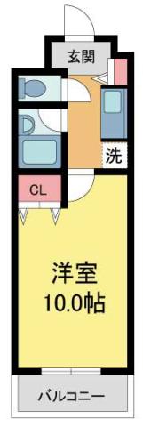 プライムハウス甲東園(1K/4階)の間取り写真