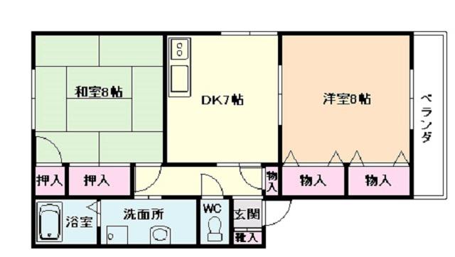 ぺニョワールあさひ(2DK/1階)の間取り写真