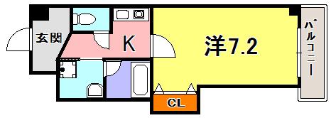 アミーグランコート三宮(1K/13階)の間取り写真