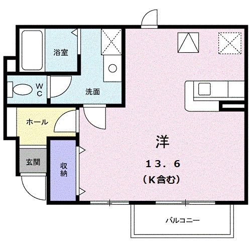 アルカンシェル庄内II(ワンルーム/1階)の間取り写真