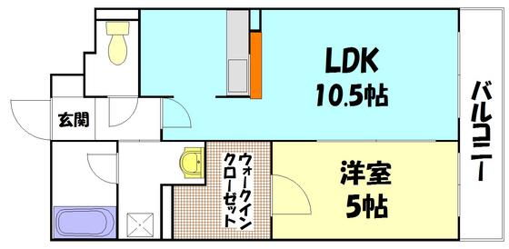 ラ・テール段原(1LDK/10階)の間取り写真