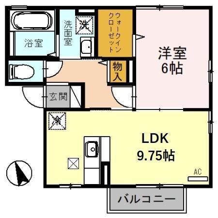 ラ・フォンティーヌ B(1LDK/1階)の間取り写真