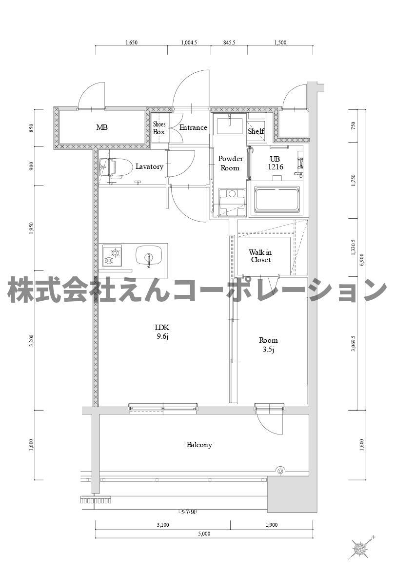 エンクレスト博多駅南GRACE(1LDK/6階)の間取り写真