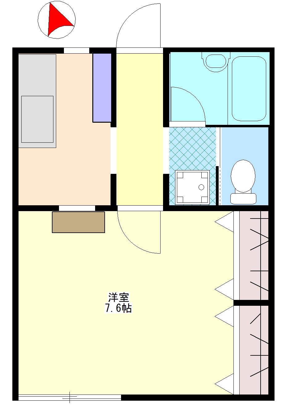 シーパレス8番館(1K/1階)の間取り写真