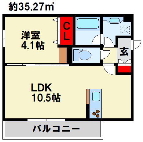 HABITAT YOSHINO(1LDK/2階)の間取り写真