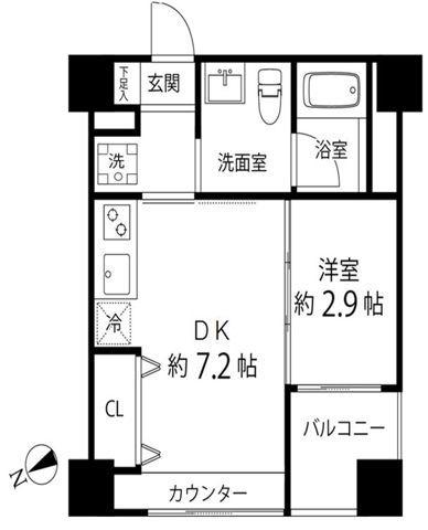 ハイリーフ上野(1DK/10階)の間取り写真