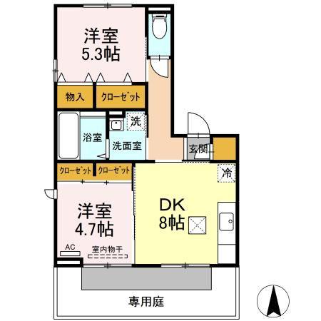 グリーンパーク西石井(2DK/1階)の間取り写真