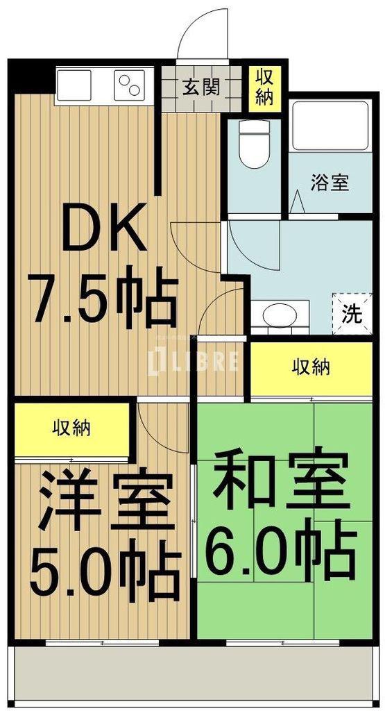 HF若林公園レジデンス(2LDK/3階)の間取り写真