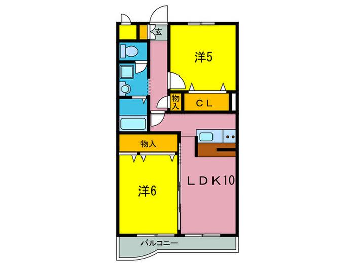 ヴィハーラ仲本(2LDK/2階)の間取り写真