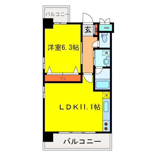 アローフィールズ壱番館(1LDK/7階)の間取り写真