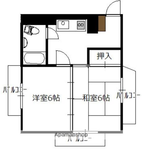 桂ビル(2DK/5階)の間取り写真