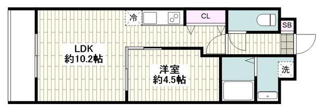 LOCS川崎大師(1LDK/4階)の間取り写真
