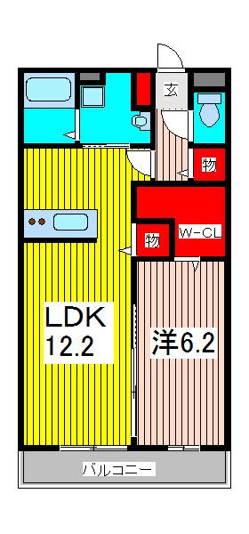 フィーロ(1LDK/3階)の間取り写真