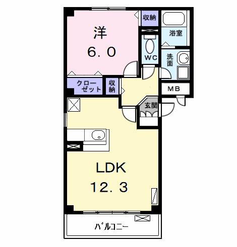 ミルデス リヒト(1LDK/1階)の間取り写真