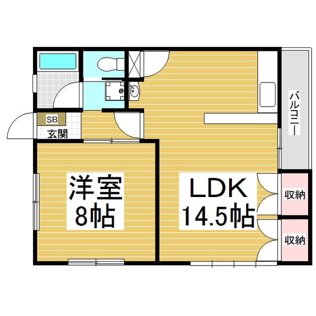 コーポ加城I(1LDK/2階)の間取り写真