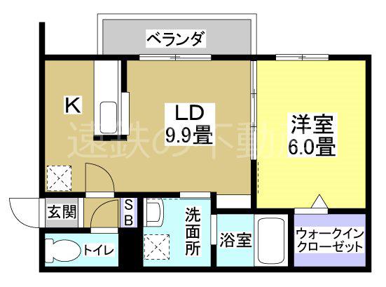 CASA IN COLLINA(1LDK/3階)の間取り写真