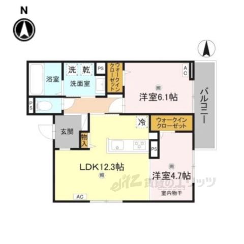 RETORIA瓦口ウエスト(2LDK/2階)の間取り写真