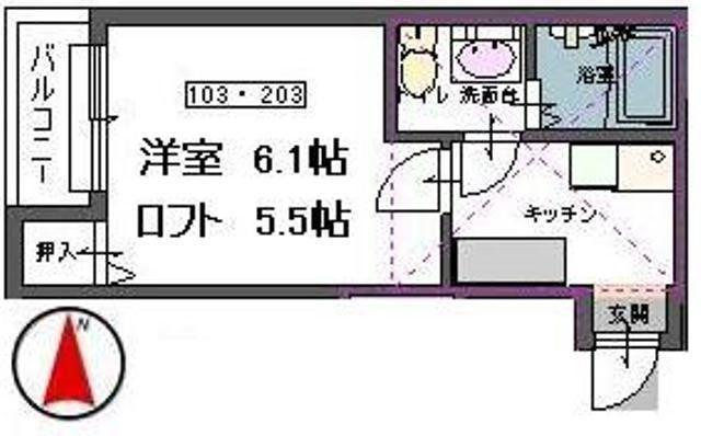 ALETTA宮町(1K/1階)の間取り写真