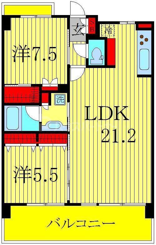 プレシャスタワー柏(2LDK/9階)の間取り写真