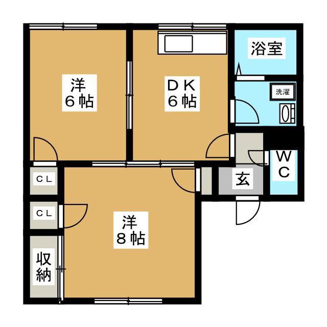 プライムヒルズA(2DK/2階)の間取り写真