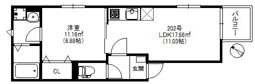 ポラリス南福岡 619(1LDK/1階)の間取り写真