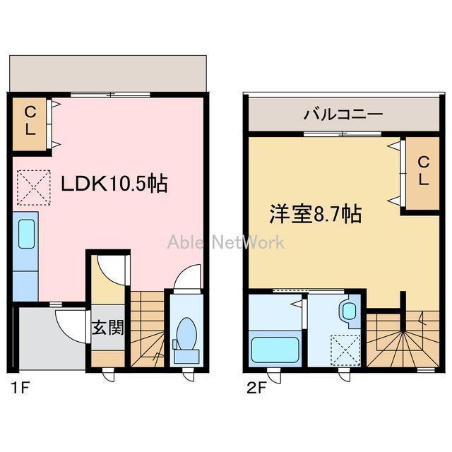 OLETH東田(1LDK/1階)の間取り写真