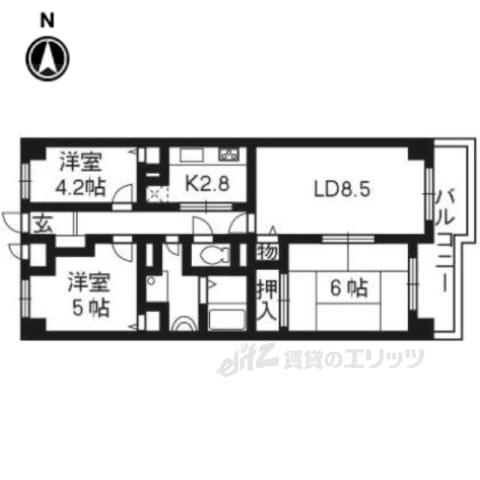 山ノ内パークホームズ209(3LDK/2階)の間取り写真
