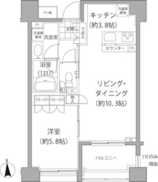 エーデル練馬(1LDK/10階)の間取り写真