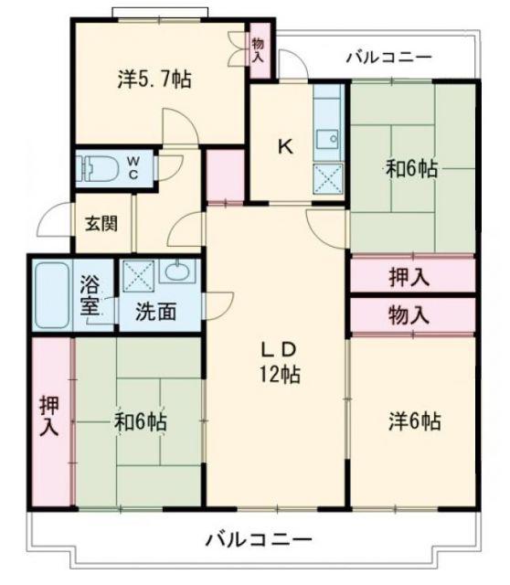 パークサイド千成(4LDK/1階)の間取り写真