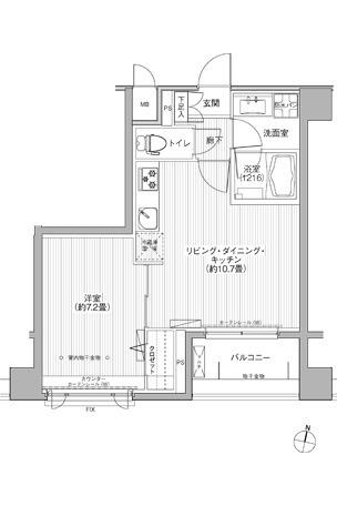 アンソレイエ飯田橋(1LDK/3階)の間取り写真