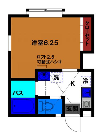 アディーナ(1K/2階)の間取り写真
