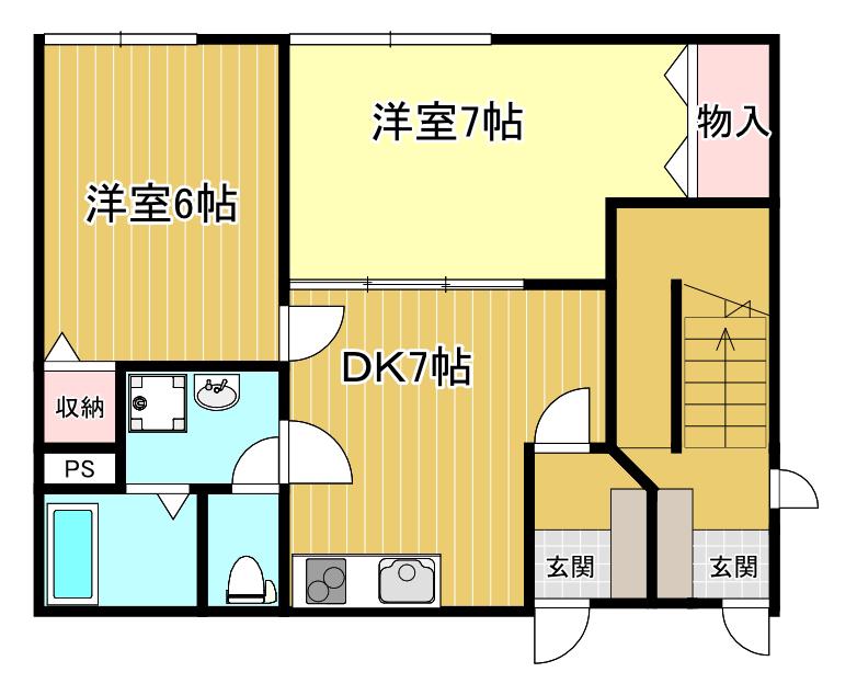 パークメゾン里の杜2番館(2DK/1階)の間取り写真