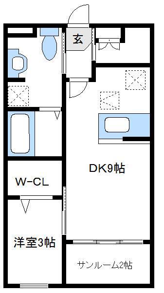 イルソーレ(1SDK/1階)の間取り写真