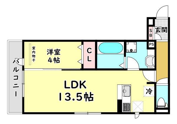 AVENIR(1LDK/1階)の間取り写真