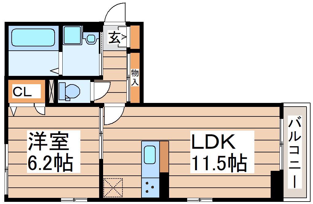 DーROOM新中道(1LDK/3階)の間取り写真