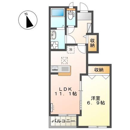 セゾン・ド・ヴェール(1LDK/1階)の間取り写真