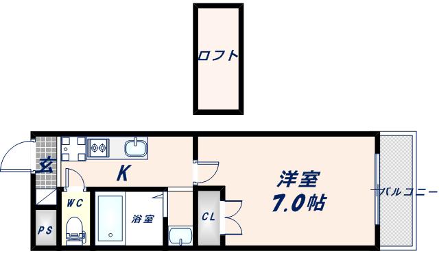 ヴィアルCITY深江(1K/7階)の間取り写真