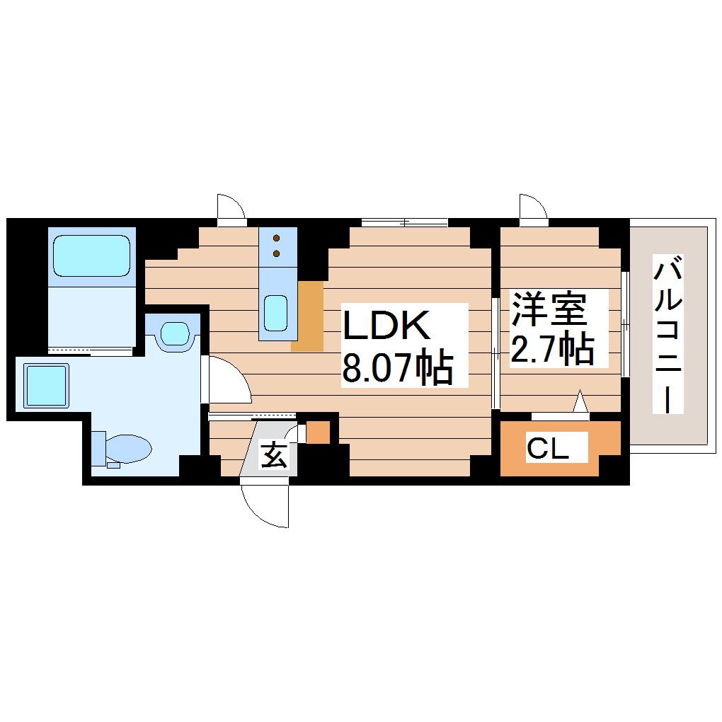 ラシーネ錦町(1LDK/3階)の間取り写真