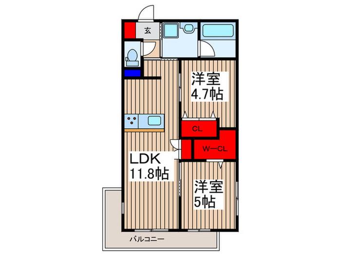 メゾンブリアン川越(2LDK/3階)の間取り写真