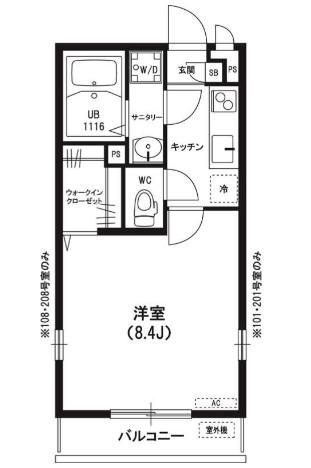 リブリM&M(1K/2階)の間取り写真