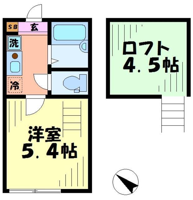 クラシェア稲田堤(1K/1階)の間取り写真